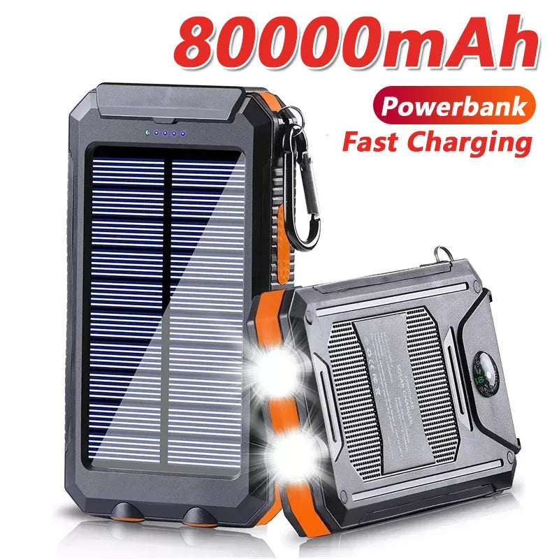 Portable solar power bank from WaveGear Inc. designed for outdoor exercise, showing solar panels and compact portable design.