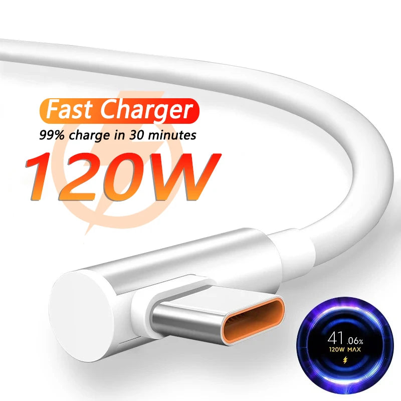 WaveGear Inc. IronLine™ 120W fast charger cable with USB-C connector, designed for quick charging and durable use.