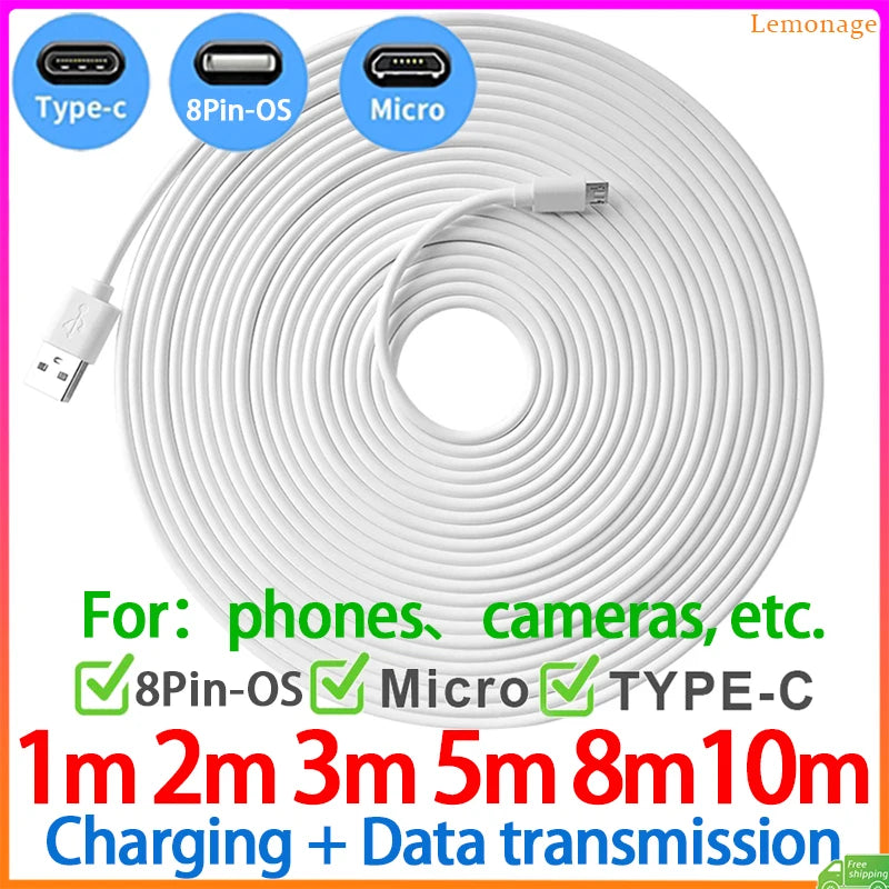 WaveGear Inc. RoadLine™ Extra-Long Reinforced Charger Cable, durable and flexible for charging devices from a distance.