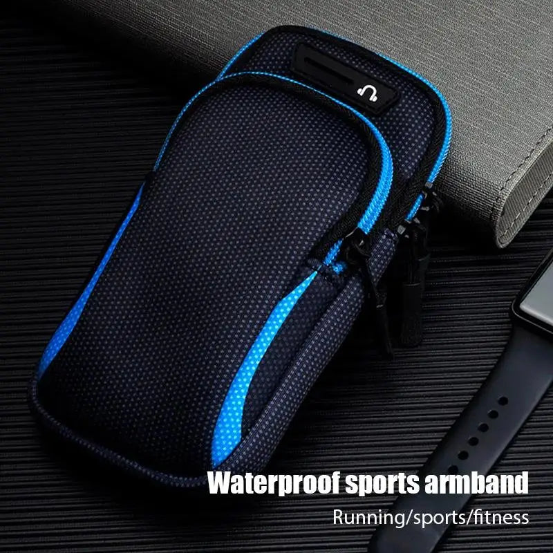 WaveGear Inc. universal smartphone arm band in black, designed as a travel bag for secure phone carrying during activities