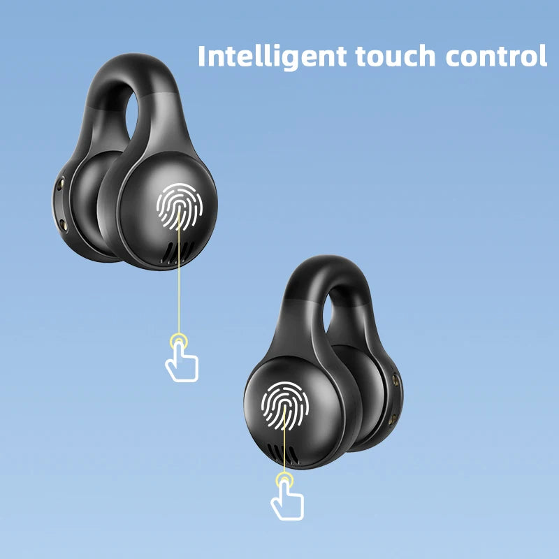 WaveGear Inc. hands-free noise-canceling earbuds with sleek design, wireless earbuds shown in black with secure in-ear fit.
