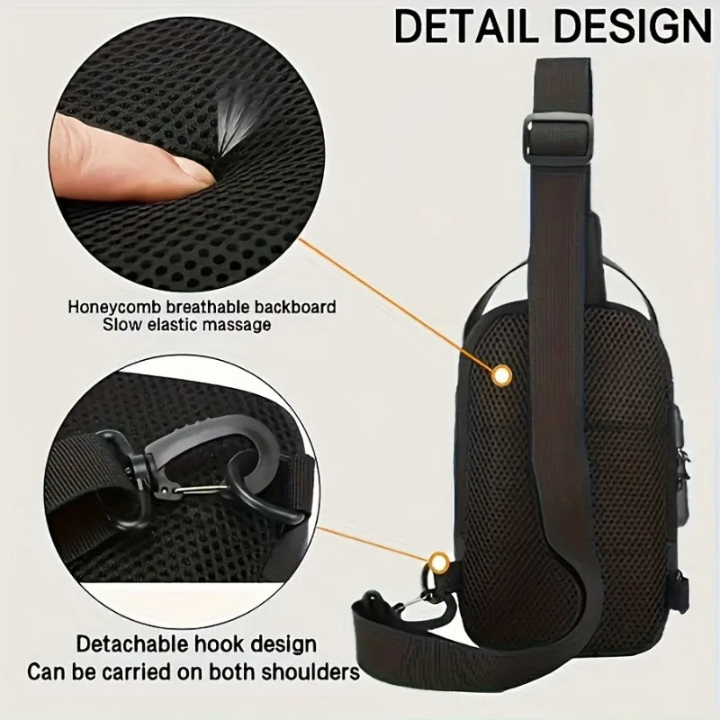 WaveGear Inc. high durability anti-theft sling bag, travel bag with secure zippers and compact design, ideal for safe travel.