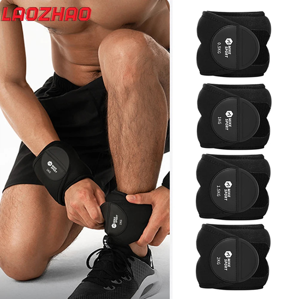 Adjustable ankle weights from WaveGear Inc. for exercise and strength training, shown on a person's ankles during workout.