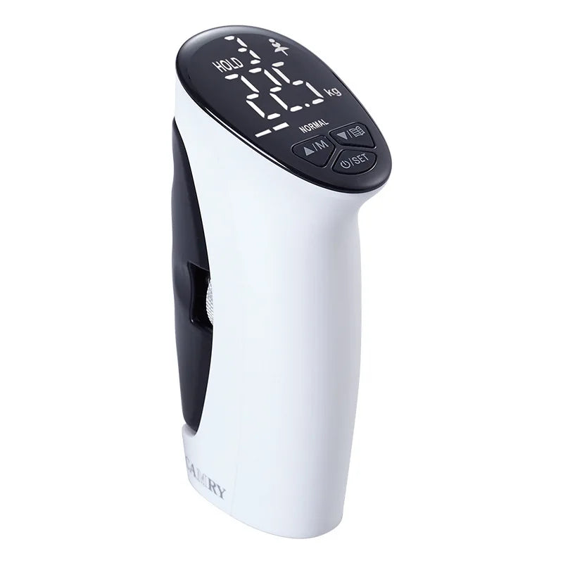WaveGear Inc. digital hand grip strength trainer exercise gear showing textured grip and digital display for measuring strength.
