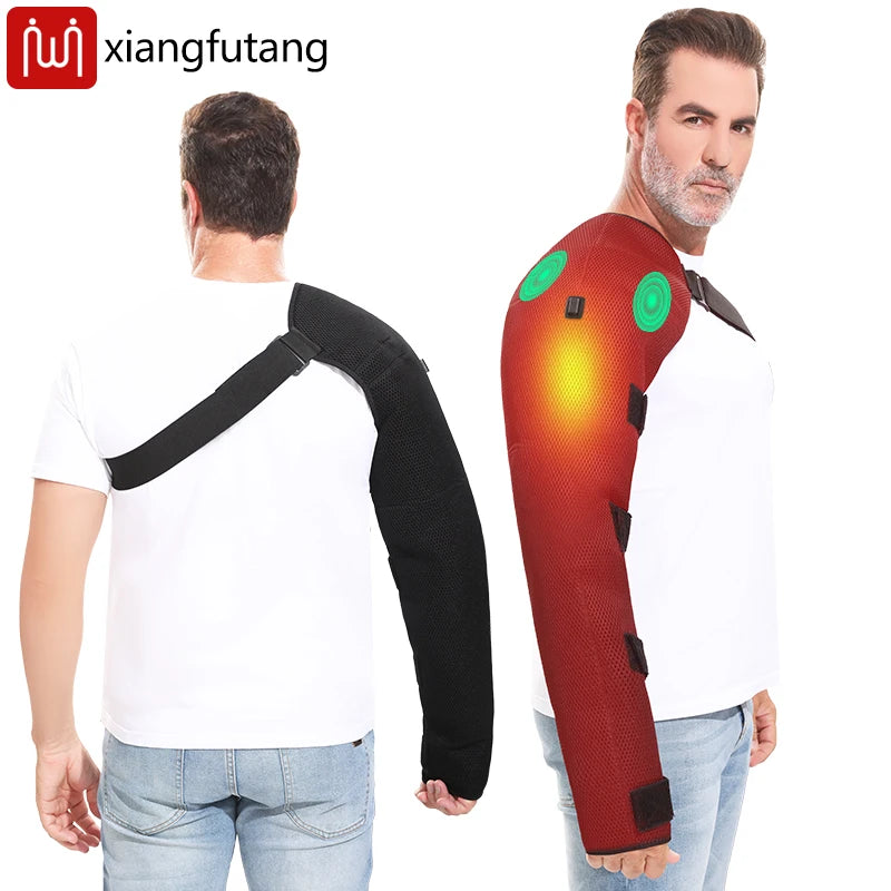 WaveGear Inc. long arm heating pad with vibration massager, designed for exercise recovery and muscle relaxation.