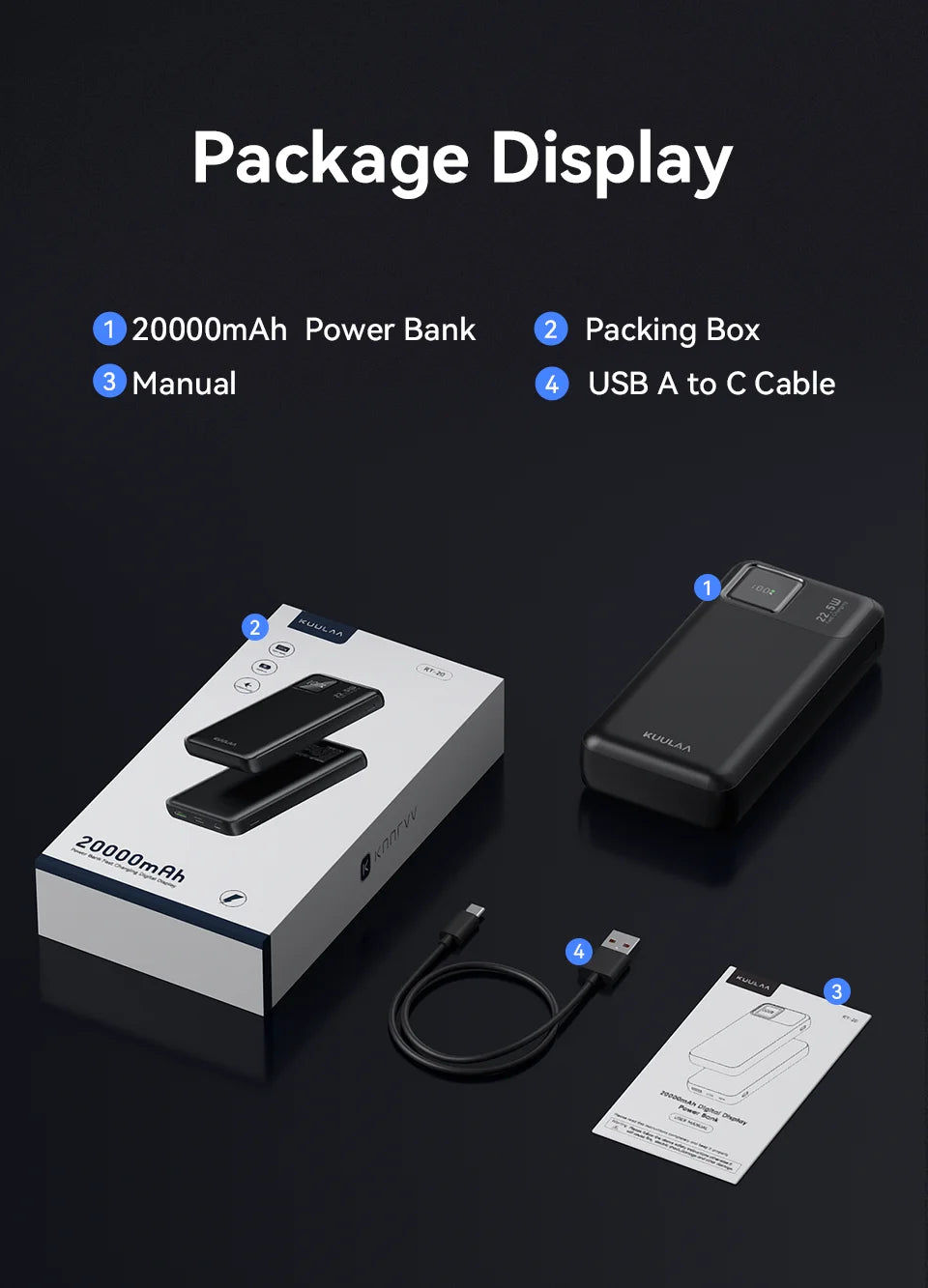 WaveGear Inc. NovaCell™ portable external battery power bank showing USB ports and compact design for on-the-go charging.