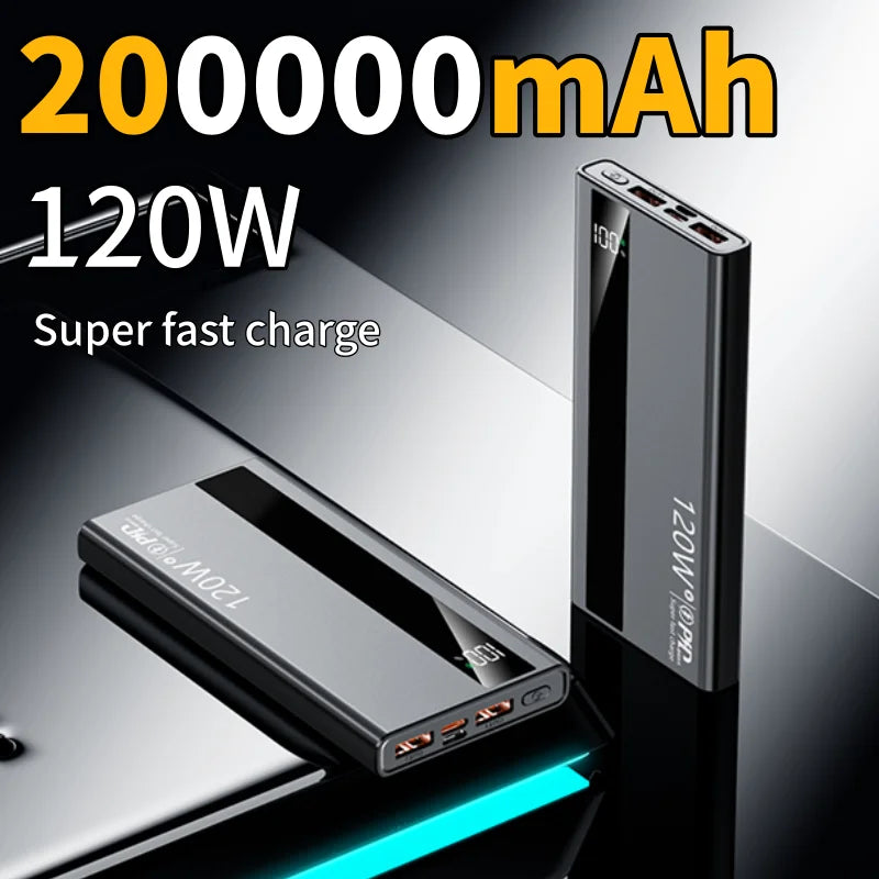 WaveGear Inc. large capacity power bank with fast charging capability, shown with multiple USB ports and sleek design.