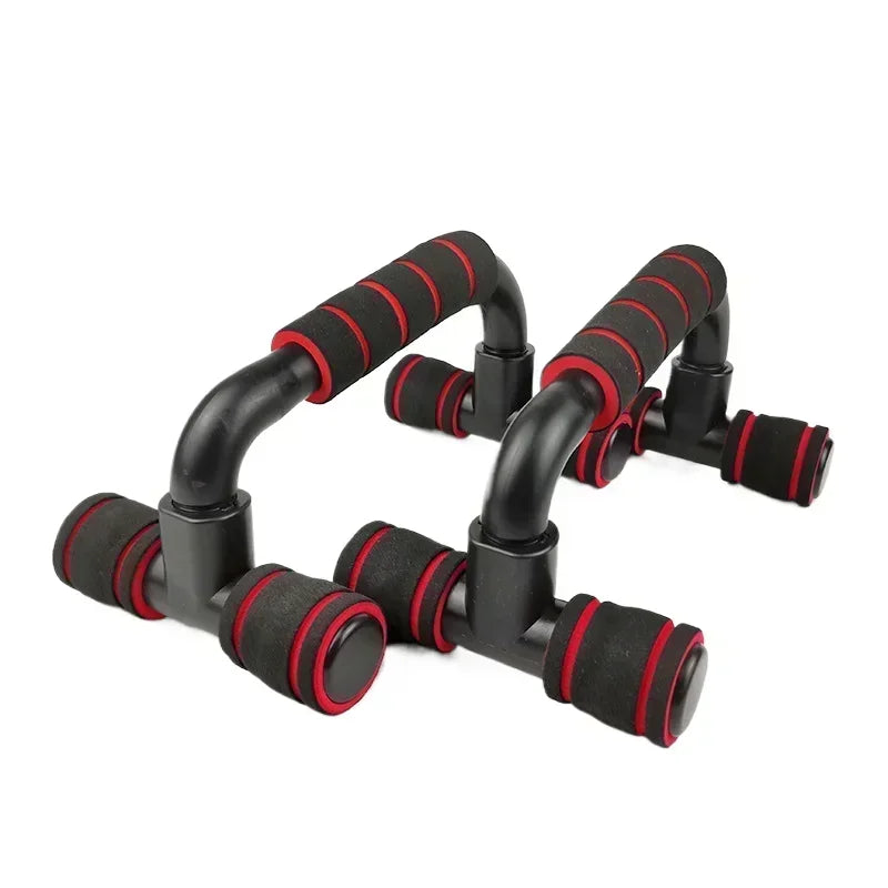 WaveGear Inc. GYM Non-Slip H-Shaped Push Up Bar for exercise, black durable workout gear with secure grip in a fitness setting