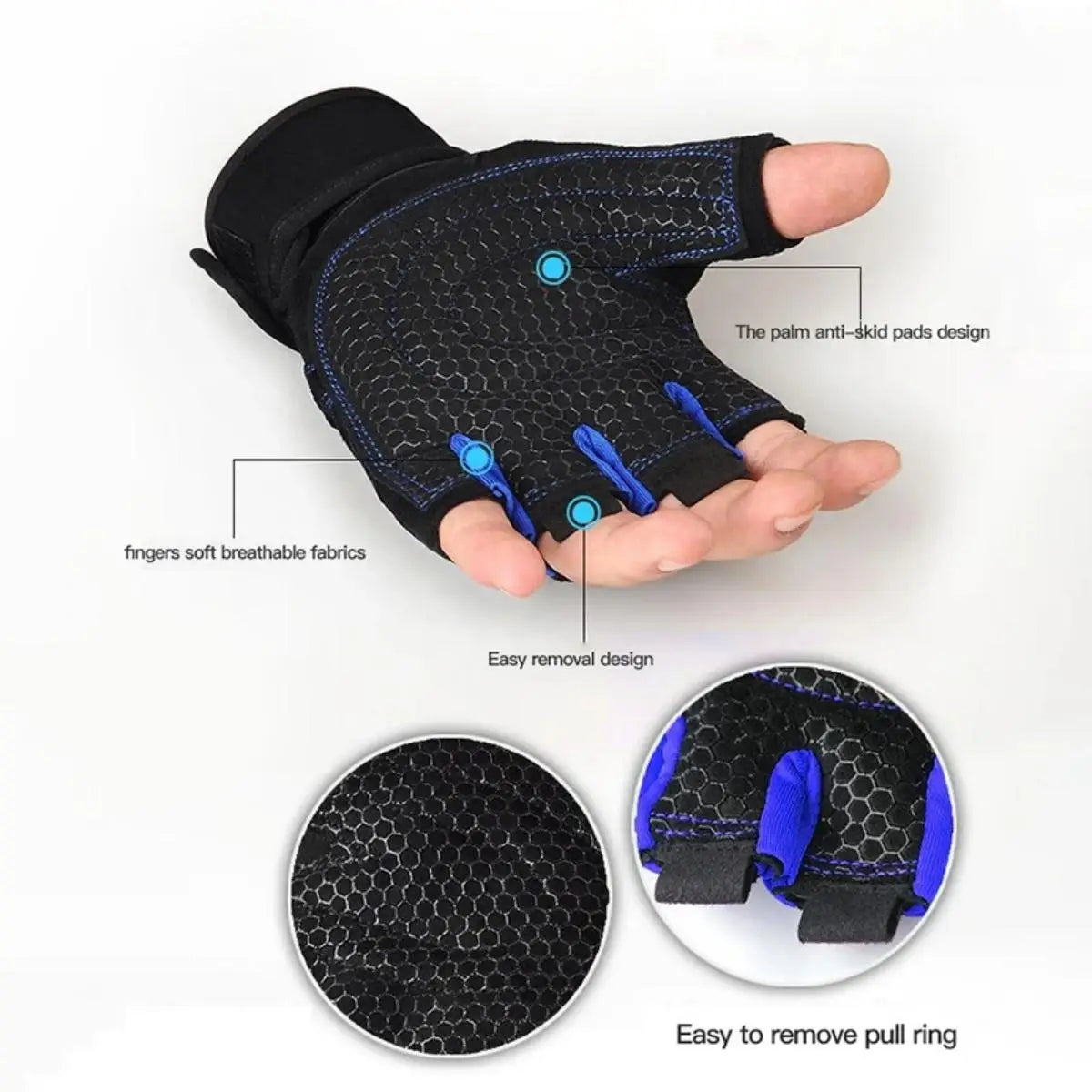 WaveGear Inc. gym weightlifting wristband gloves for men and women, exercise gear with padded support and secure fit.