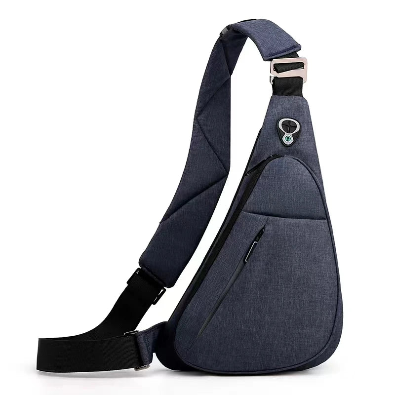 WaveGear Inc. anti-theft crossbody travel bag with secure zippers and adjustable strap, designed for safe and convenient travel.