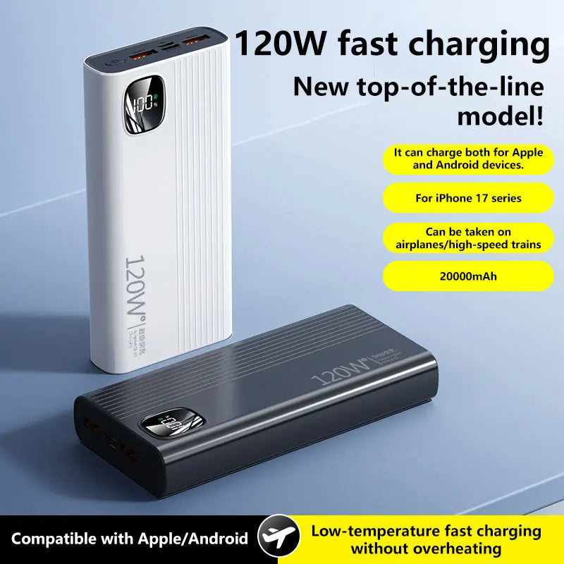 WaveGear Inc. portable power bank with digital battery display, compact design for mobile device charging.