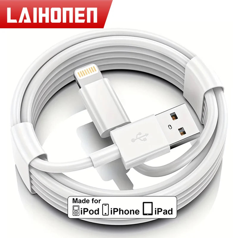 WaveGear Inc. PowerThread™ Lightning Charger Cable featuring a durable, flexible design with a USB connector and Lightning port.