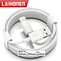 WaveGear Inc. PowerThread™ Lightning Charger Cable featuring a durable, flexible design with a USB connector and Lightning port.