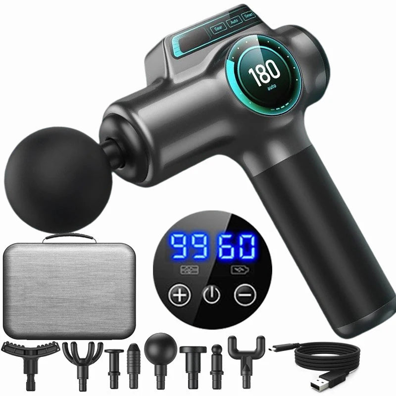 Professional Muscle Massage Gun by WaveGear Inc. for muscle relief, showing the sleek handheld exercise therapy device.