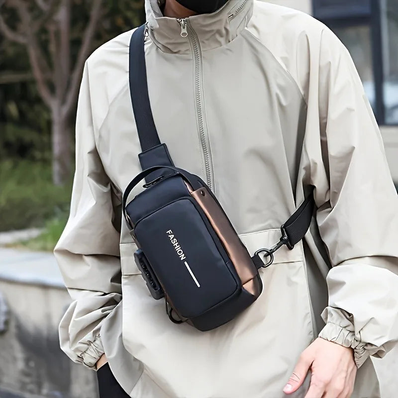 WaveGear Inc. high durability anti-theft travel sling bag with secure zippers and adjustable strap, ideal for safe travel use.