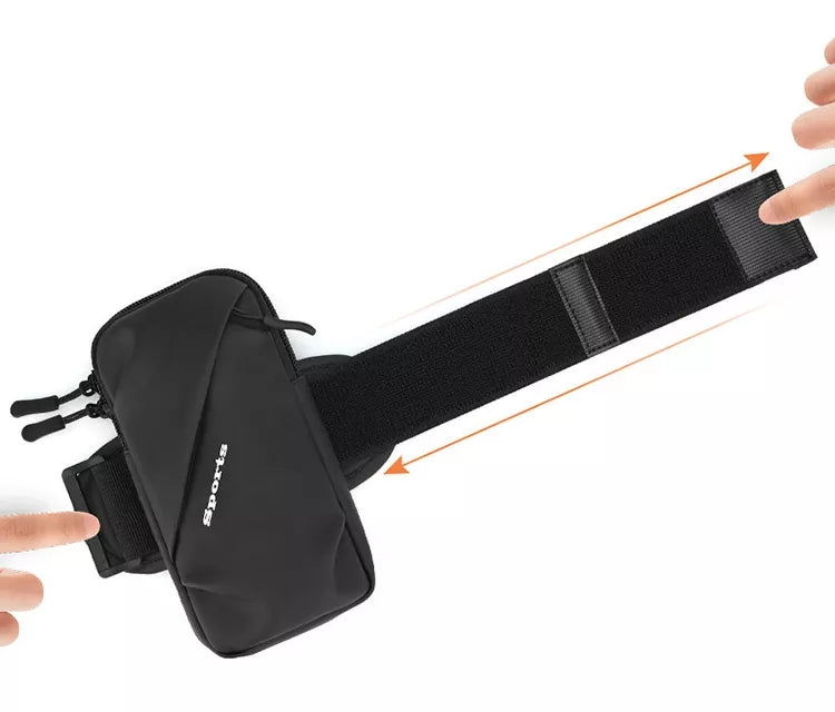 WaveGear Inc. waterproof phone holder jogging bag, lightweight travel bag with secure zip closure for outdoor activities.